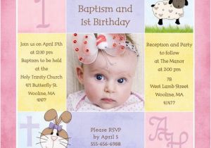 Invitations for Baptism and 1st Birthday together 1st Birthday and Christening Baptism Invitation Sample