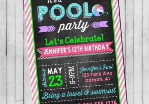 Invitations for Teenage Girl Birthday Party Pool Party Birthday Invitation Girl Teen Pool Party Beach