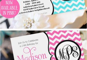 Invitations for Teenage Girl Birthday Party Teen Girl Birthday Invitation Monogram Birthday Invitation