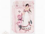 Jane Austen Birthday Card Jane Austen Card Regency Emma Pink Roses Vintage by