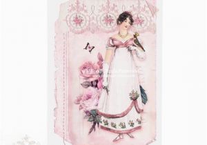 Jane Austen Birthday Card Jane Austen Card Regency Emma Pink Roses Vintage by
