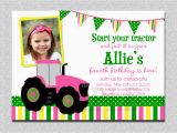 John Deere 1st Birthday Invitations Pink Tractor Birthday Invitation 1st Birthday Tractor Birthday