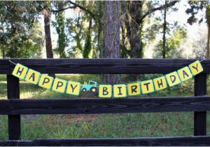 John Deere Happy Birthday Banner Green and Yellow Tractor Birthday Tractor Banner by