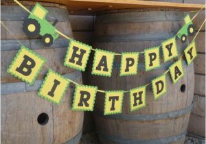 John Deere Happy Birthday Banner Tractor Birthday Party Banner Green and Yellow Tractor Farm