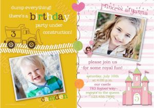 Joint Birthday Invitations for Kids Party Invitations Simple Design Joint Birthday Party