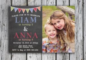 Joint Birthday Invitations for Kids Twins Birthday Invitation Joint Birthday Party Invite