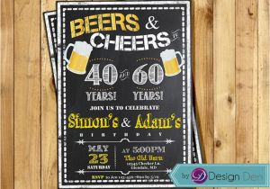 Joint Birthday Invites Adult Birthday Joint Party Invitation for Men Beers Cheer