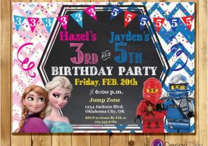 Joint Birthday Invites Frozen and Ninja Joint Birthday Party Invitations Ninjas