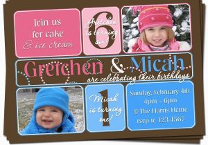 Joint Birthday Invites Joint Twin Birthday Party Photo Invitation Boy and Girl