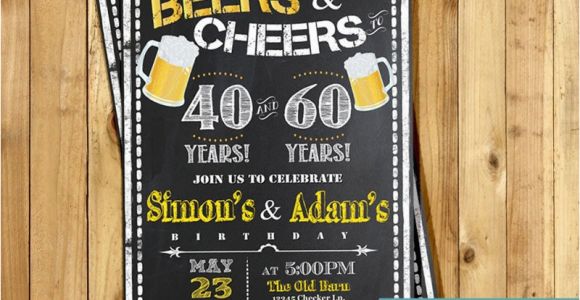 Joint Birthday Party Invitations for Adults Adult Birthday Joint Party Invitation for Men Beers Cheer