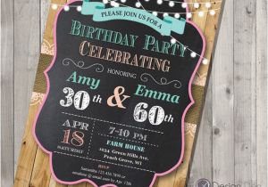 Joint Birthday Party Invitations for Adults Adult Joint Birthday Invitation Chalkboard Country Chic