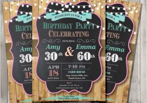 Joint Birthday Party Invitations for Adults Adult Joint Birthday Invitation Chalkboard Country Chic