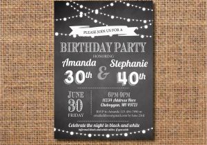 Joint Birthday Party Invitations for Adults Adult Joint Birthday Party Invitation Black and White
