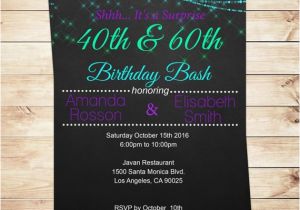 Joint Birthday Party Invitations for Adults Joint Birthday Invitations for Adults Purple and Teal