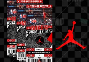 Jordan Birthday Invitations Air Jordan Sports Ticket Style Party Invites Sports Invites