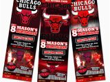 Jordan Birthday Invitations Chicago Bulls Birthday Party Invitation Ticket 1st Custom