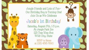 Jungle First Birthday Invitations Birthday Invitations Jungle themed 1st Birthday