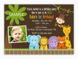 Jungle theme Birthday Invitation Template Jungle themed 1st Birthday Party Invitations Birthday