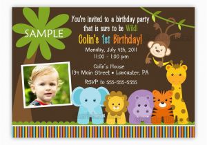 Jungle theme Birthday Invitation Template Jungle themed 1st Birthday Party Invitations Birthday