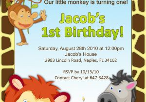Jungle themed 1st Birthday Invitations 1st Birthday Jungle Invitation
