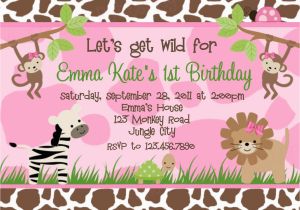 Jungle themed 1st Birthday Invitations Jungle themed 1st Birthday Invitations Safari themed