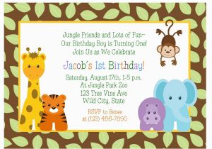 Jungle themed Birthday Party Invitations Birthday Invitations Jungle themed 1st Birthday