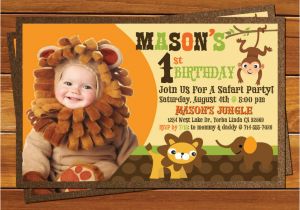 Jungle themed Birthday Party Invitations Boy Birthday Invitations Custom Invitations and