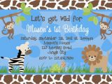 Jungle themed Birthday Party Invitations Jungle themed 1st Birthday Invitations Safari themed