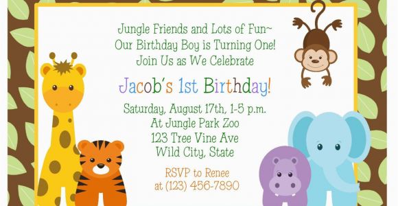 Jungle themed First Birthday Invitations Birthday Invitations Jungle themed 1st Birthday