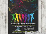 Just Dance Birthday Party Invitations Dance Party Birthday Invitations Rainbow Music Notes