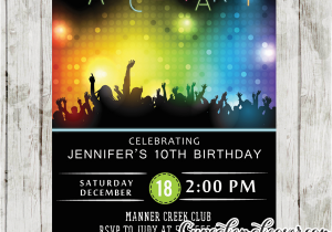 Just Dance Birthday Party Invitations Dance Party Invitations Disco Bokeh Lights Cupcakemakeover