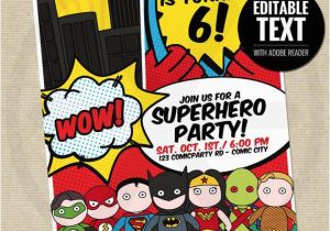 Justice League Birthday Invitations Printable Justice League Party Invitation Justice League by Eltendedero