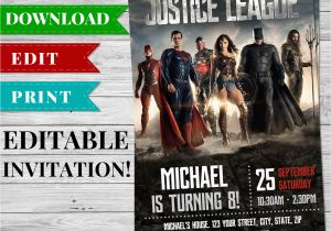 Justice League Birthday Invitations Printable Printable Justice League Invitation Pdf Printable