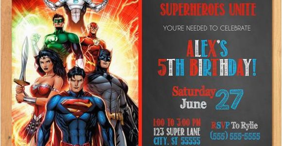 Justice League Birthday Party Invitations Superhero Invitation Chalkboard Superhero Justice League