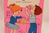 Juvenile Birthday Cards Juvenile Birthday Card 7 Year Old Girl Boy Kitty Cat 1960s