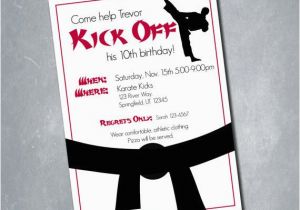 Karate Birthday Party Invitations 10 Martial Arts Karate Tae Kwon Do Red Black and White