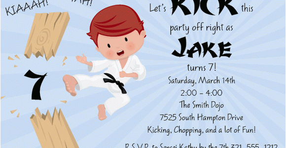 Karate Kid Birthday Invitations Karate Kid Invitations by Paper so Pretty Invitation Box