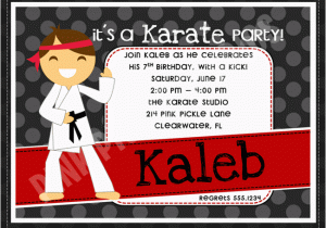 Karate Kid Birthday Invitations Karate Kids Personalized Party Invitation