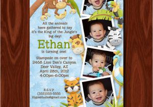 King Of the Jungle Birthday Invitations King Of the Jungle Photo Birthday Invitation and Thank You