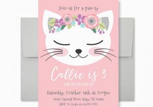 Kitten Birthday Party Invitations Cat Birthday Party Invitation Kitten Cat Birthday Girl