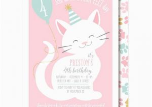 Kitten Birthday Party Invitations Cat Invitation Pink Cat Birthday Party Printable or Printed