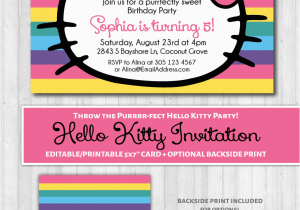 Kitten Birthday Party Invitations Hello Kitty Printable Invitation Rainbow Wonderbash