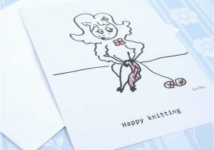 Knitting themed Birthday Cards Knitca Cute Note Cards with Funny Knitoodles Knitting