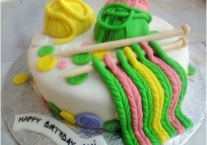 Knitting themed Birthday Cards Knitting themed Cake Cakes Pk