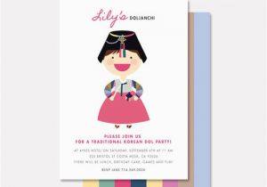 Korean First Birthday Invitations Korean First Birthday Invitation Custom Girls Korean Dol
