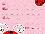 Ladybug Birthday Invites Free Printable Party Invitations Free Ladybug Invite Template