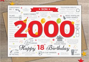 Large 18th Birthday Cards for son 2000 son Happy 18th Birthday Memories Year Of Birth