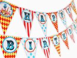 Large Happy Birthday Banners Big top Circus Happy Birthday Banner Pennant