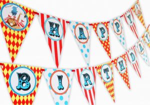 Large Happy Birthday Banners Big top Circus Happy Birthday Banner Pennant