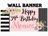 Large Happy Birthday Banners Happy Birthday Banner Birthday Blush Personalized Party